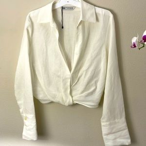 Zara lined crop blouse XS never used